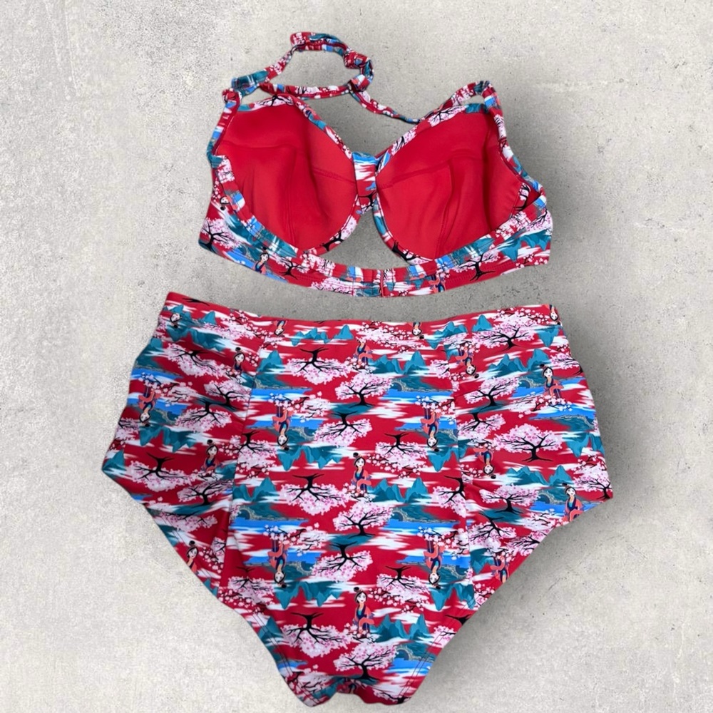 Hot topic Disney Mulan retro two piece swimsuit - Picture 3 of 9